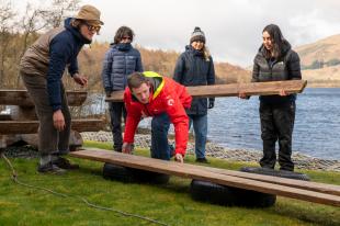 IDCORE students underatking a raft building group exercise